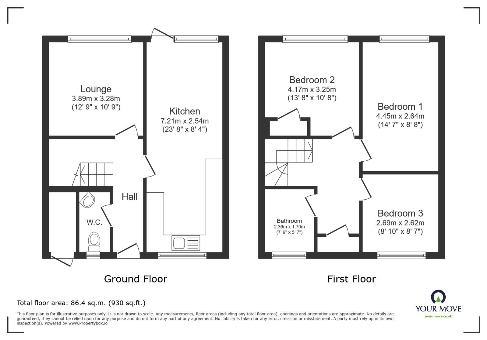 Floorplan of 3 bedroom Mid Terrace House for sale, Withywood Drive, Telford, Shropshire, TF3