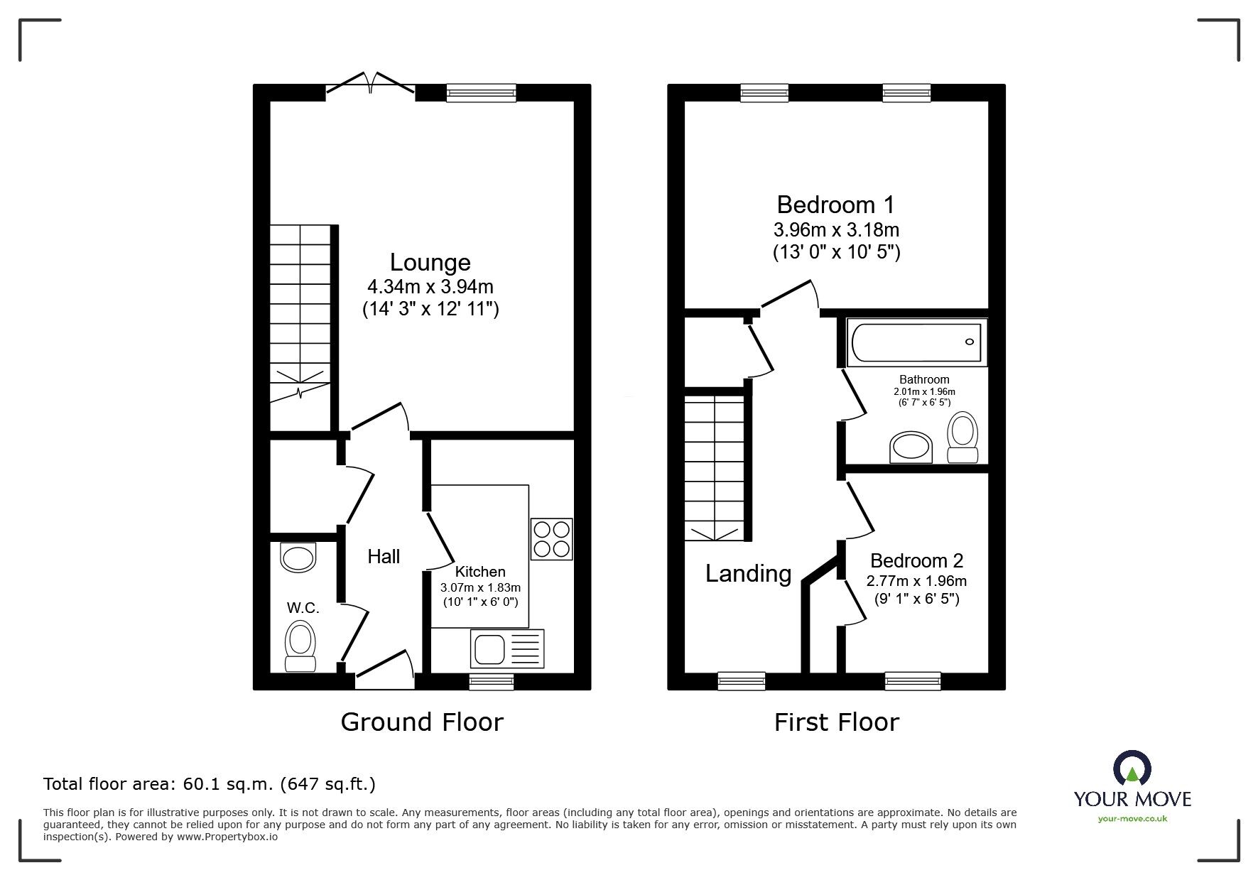 Floorplan of 2 bedroom Mid Terrace House for sale, Orwell Crescent, Wellington, Shropshire, TF1