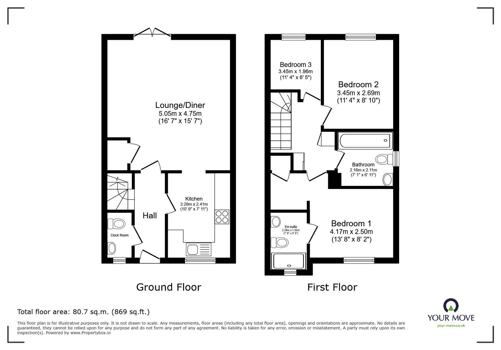 Floorplan of 3 bedroom Semi Detached House for sale, Tilia Green, Hadley, Shropshire, TF1