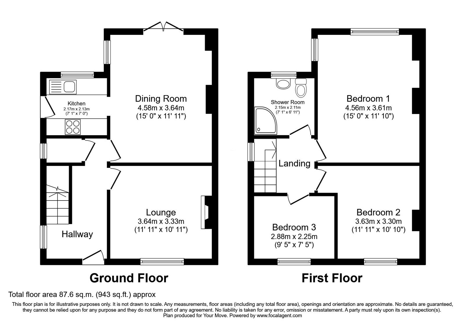 Floorplan of 3 bedroom Semi Detached House for sale, The Crescent, Donnington, Shropshire, TF2