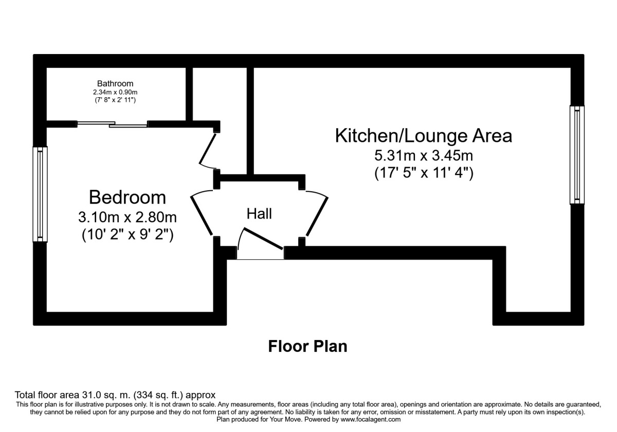 Floorplan of 1 bedroom Flat to rent, Houghton Court First Avenue, Ketley Bank, Shropshire, TF2