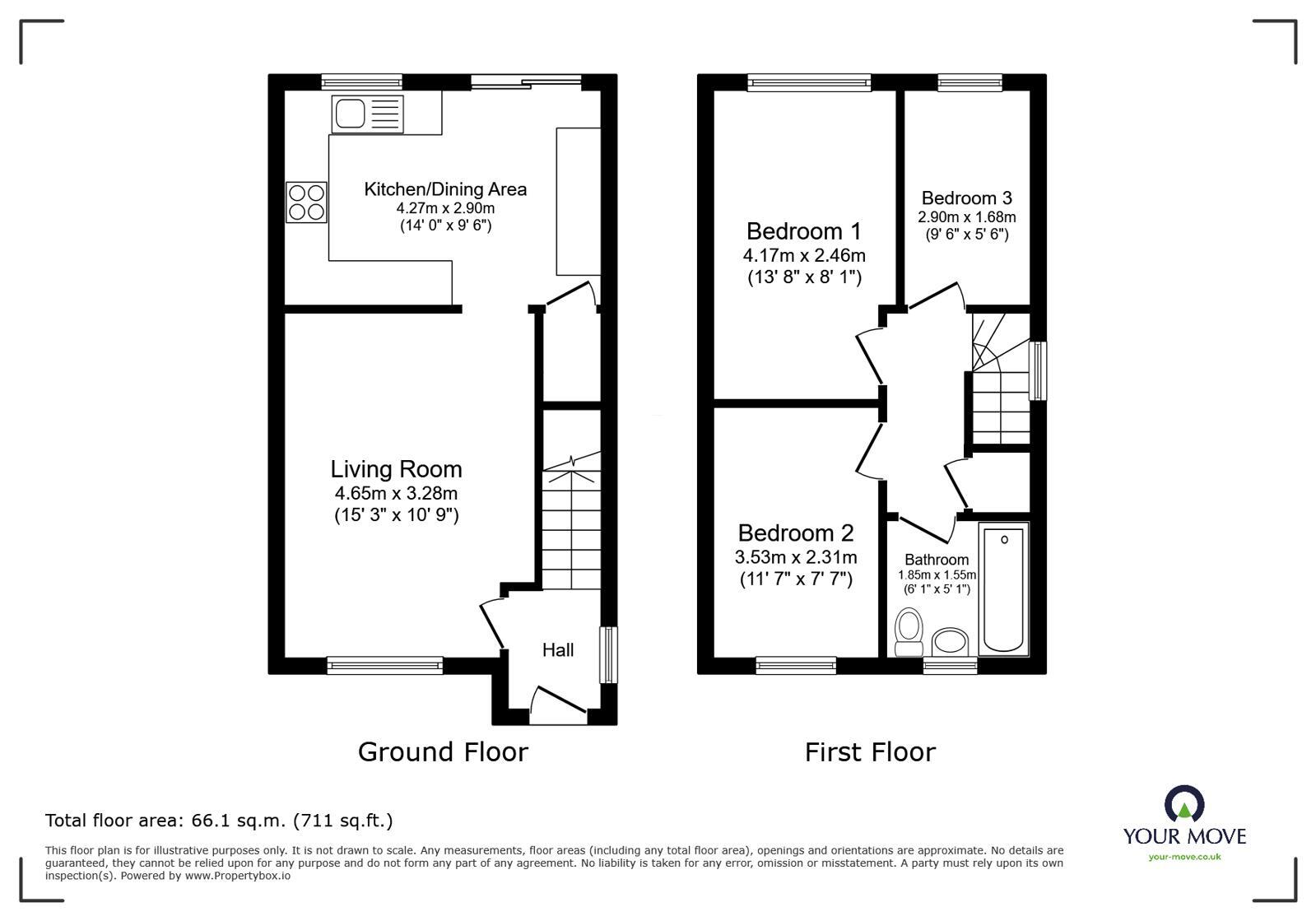 Floorplan of 3 bedroom Semi Detached House for sale, Highland Lea, Horsehay, Shropshire, TF4