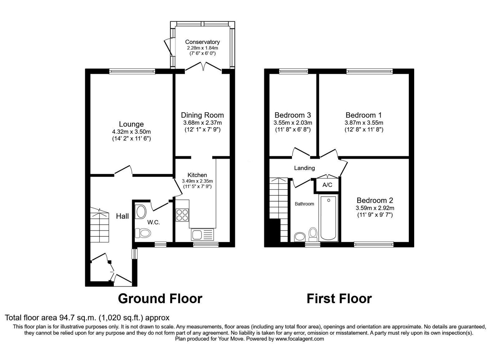 Floorplan of 3 bedroom Mid Terrace House for sale, Burford, Telford, Shropshire, TF3
