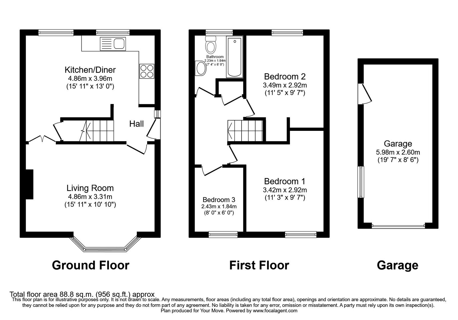 Floorplan of 3 bedroom Semi Detached House for sale, Appledore Gardens, Wellington, Shropshire, TF1