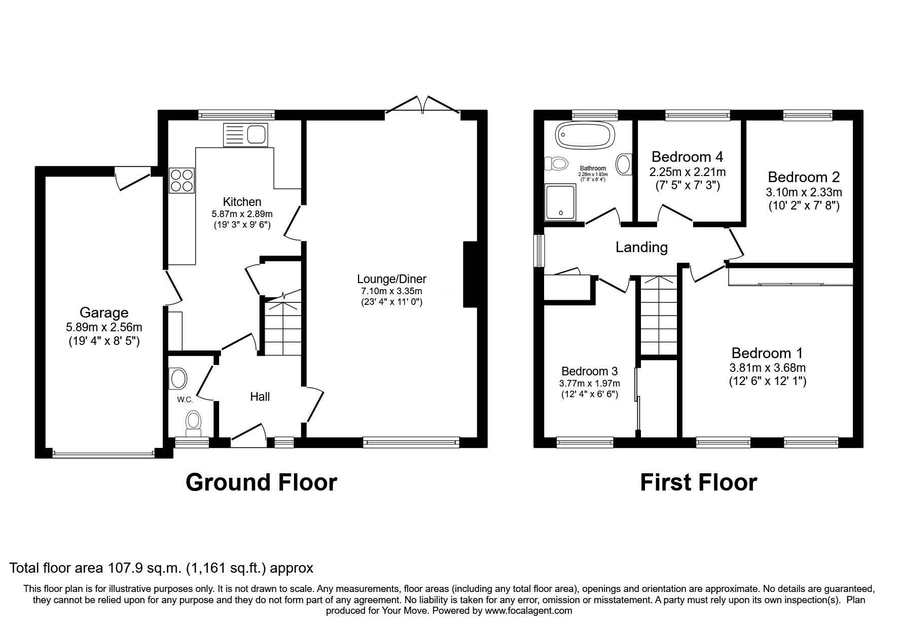 Floorplan of 4 bedroom Detached House for sale, Guisbourne Avenue, Telford, Shropshire, TF5