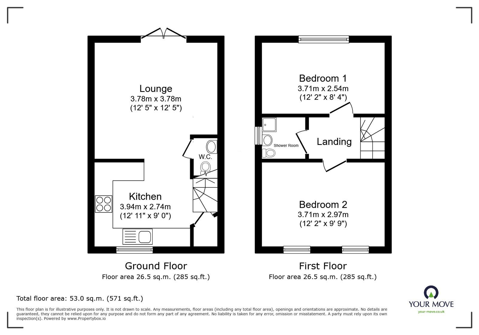 Floorplan of 2 bedroom Semi Detached House for sale, Bryce Way, Lawley, Shropshire, TF4