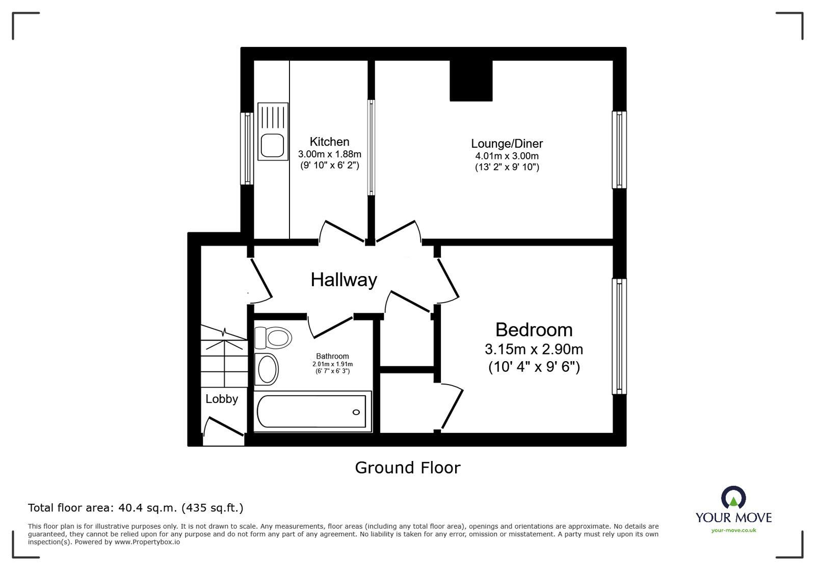 Floorplan of 1 bedroom Flat for sale, Perry Court, Telford, Shropshire, TF1