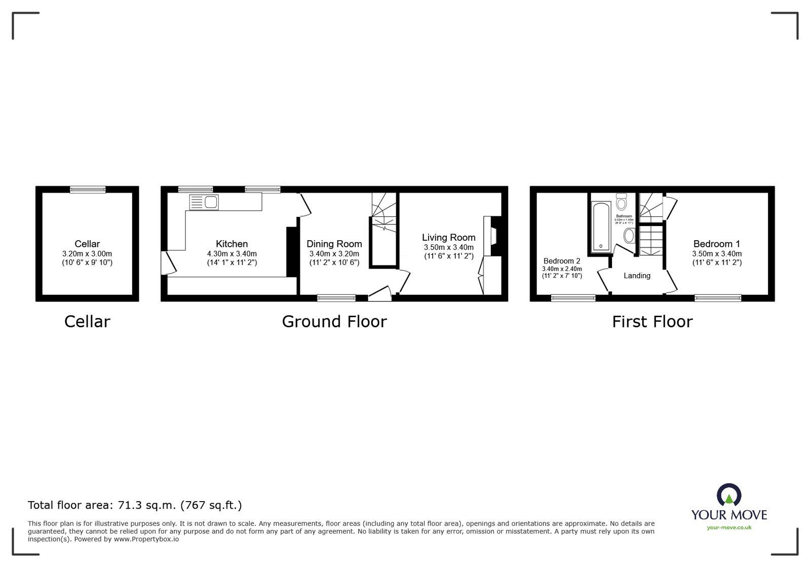Floorplan of 2 bedroom Semi Detached House for sale, Madeley Road, Ironbridge, Shropshire, TF8