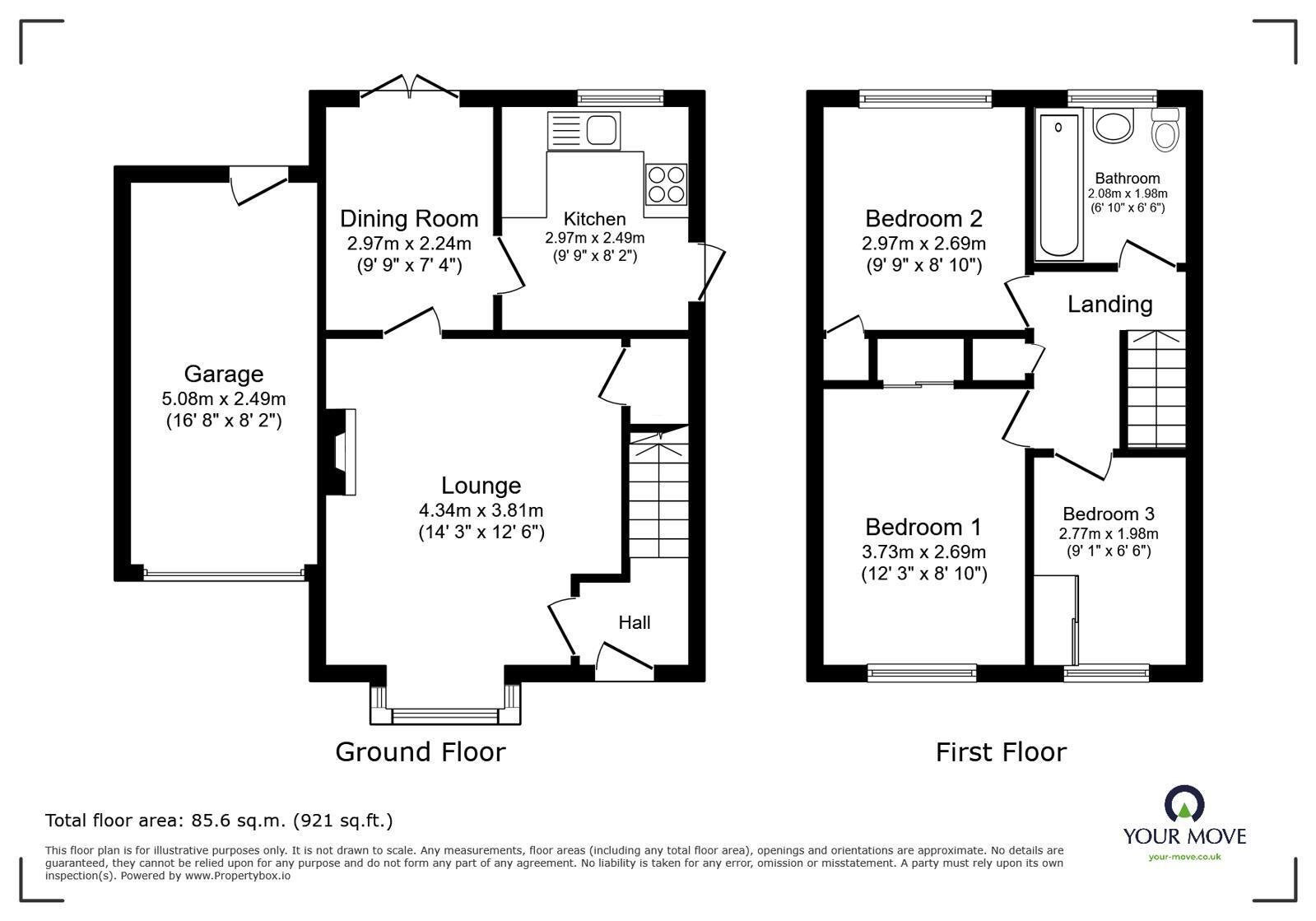 Floorplan of 3 bedroom Link Detached House for sale, Woodside Road, Ketley, Shropshire, TF1