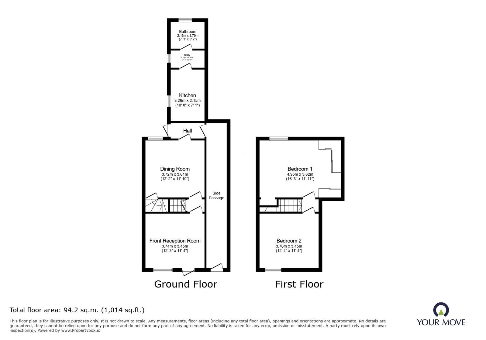 Floorplan of 2 bedroom Mid Terrace House for sale, Milton Road, Wolverhampton, West Midlands, WV10