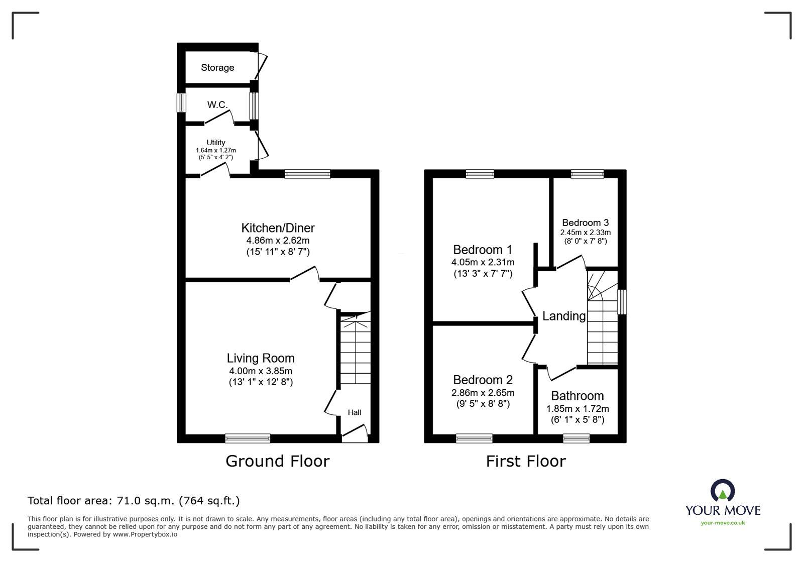 Floorplan of 3 bedroom End Terrace House for sale, March End Road, Wolverhampton, West Midlands, WV11