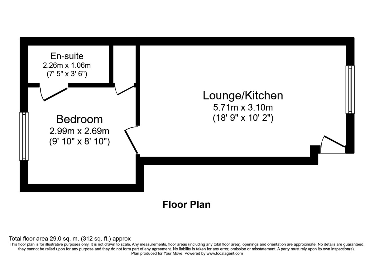 Floorplan of 1 bedroom Flat to rent, First Avenue, Ketley Bank, Shropshire, TF2