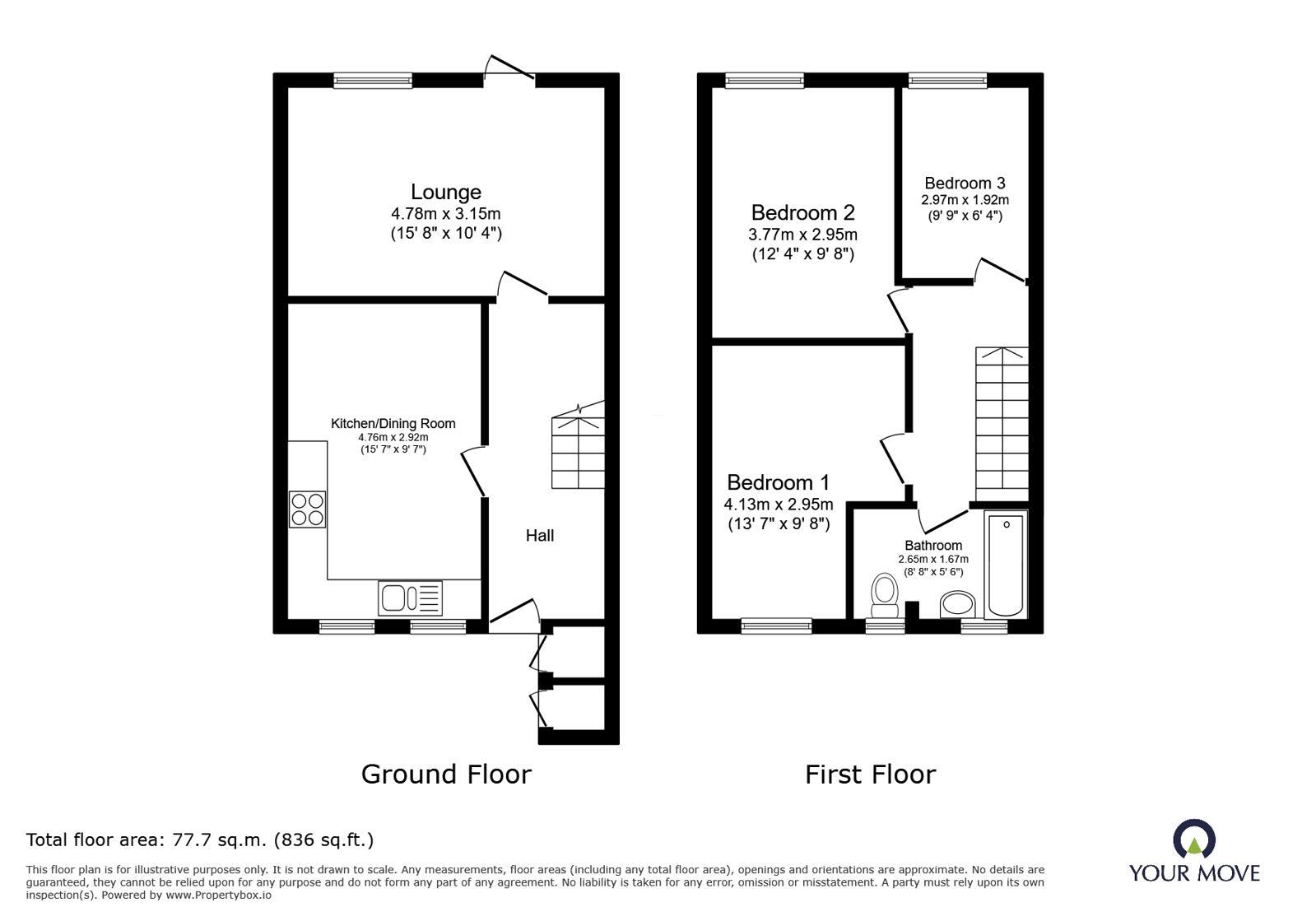 Floorplan of 3 bedroom Mid Terrace House for sale, Iris Crescent, Wrockwardine Wood, Shropshire, TF2