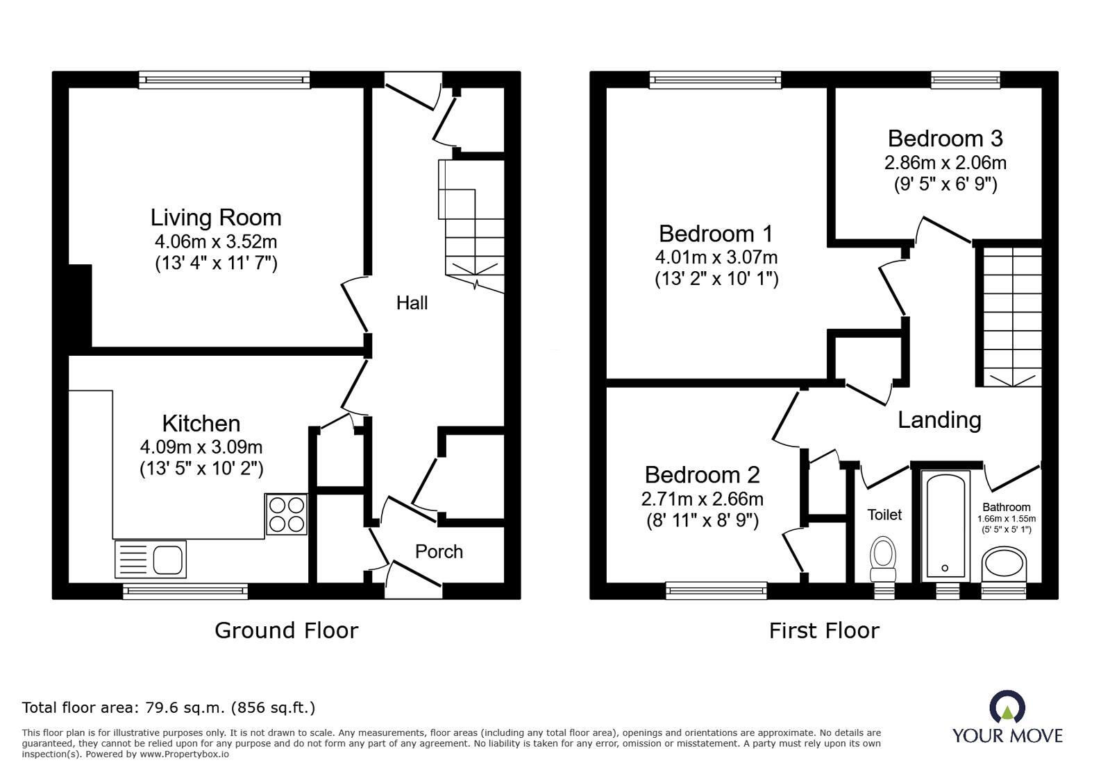 Floorplan of 3 bedroom Mid Terrace House to rent, Burtondale, Telford, Shropshire, TF3