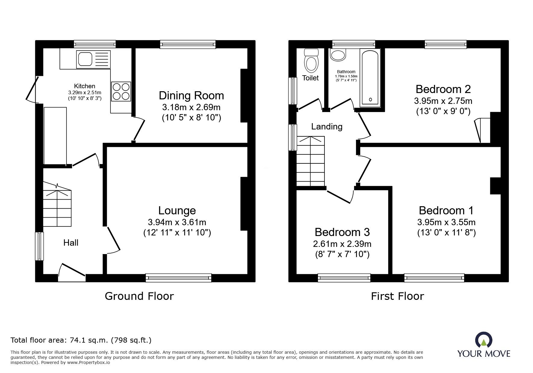 Floorplan of 3 bedroom Semi Detached House for sale, Third Avenue, Ketley Bank, Shropshire, TF2
