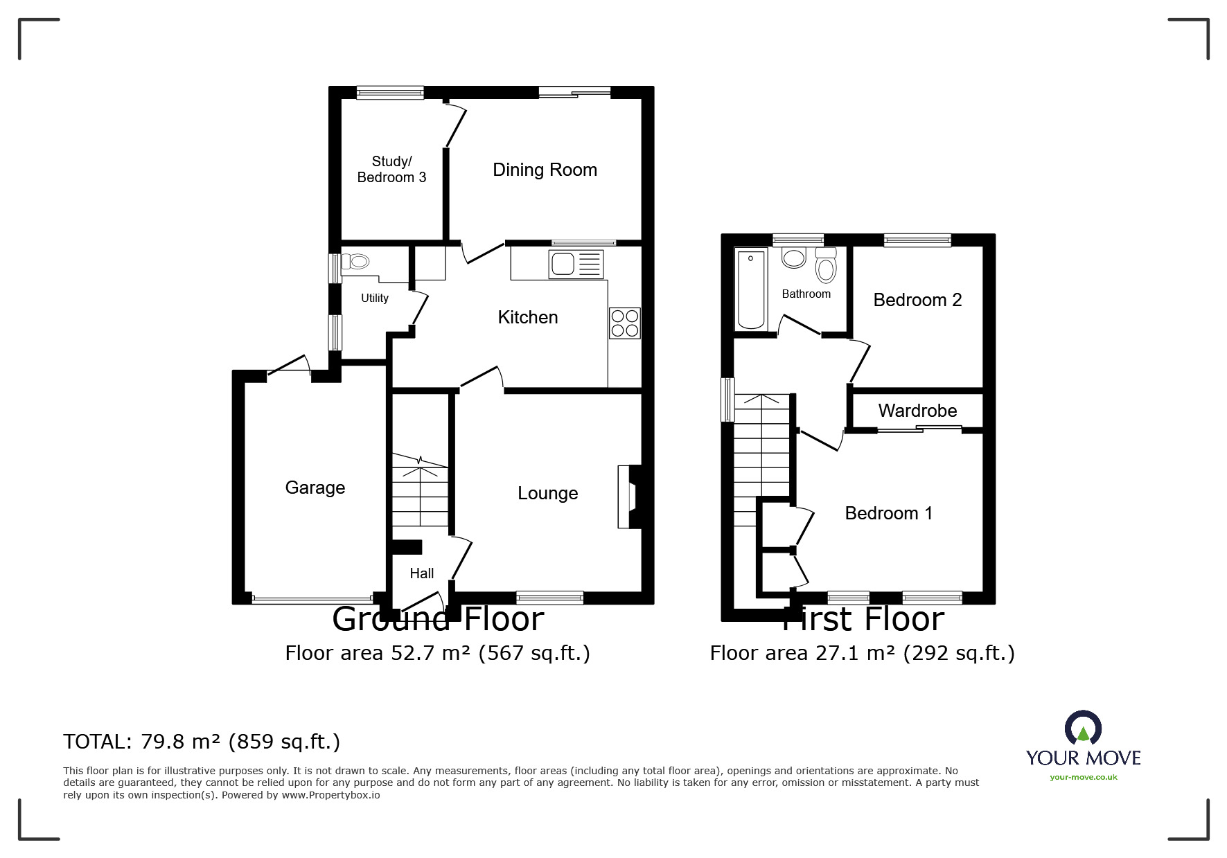 Floorplan of 3 bedroom Detached House to rent, Sovereign Close, Aqueduct, Shropshire, TF4