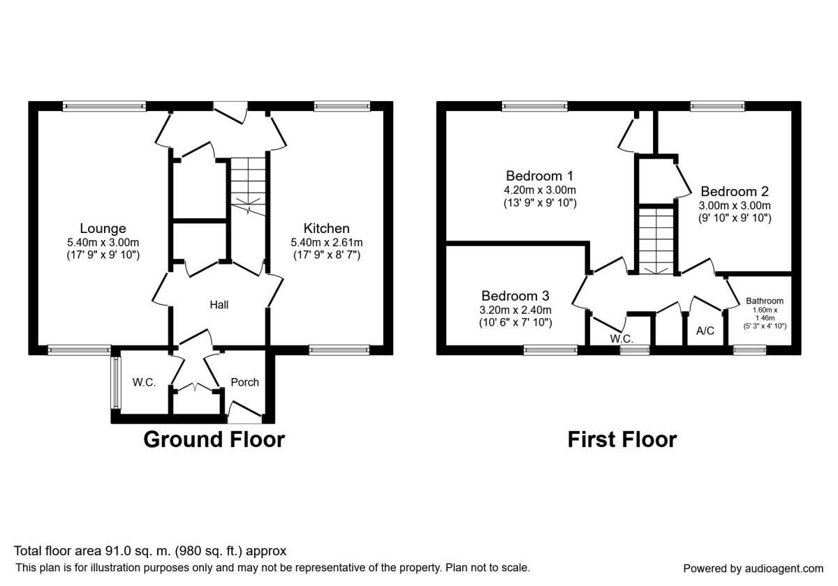 Floorplan of 3 bedroom Mid Terrace House to rent, Warrensway, Woodside, Shropshire, TF7