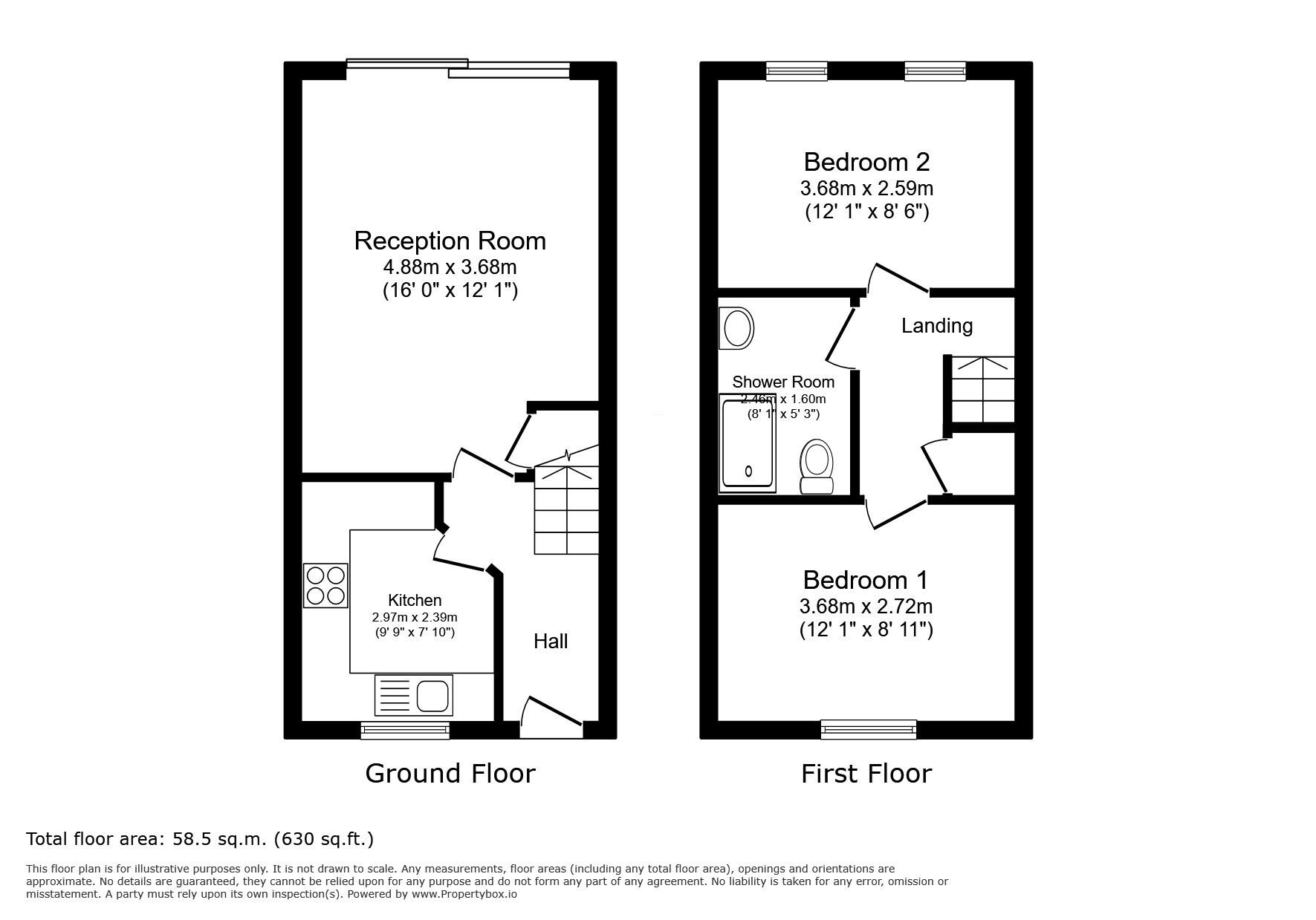 Floorplan of 2 bedroom Mid Terrace House to rent, Christabel Close, Isleworth, Middlesex, TW7