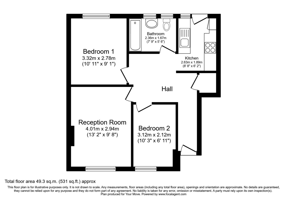 Floorplan of 2 bedroom Flat to rent, Talma Gardens, Twickenham, TW2