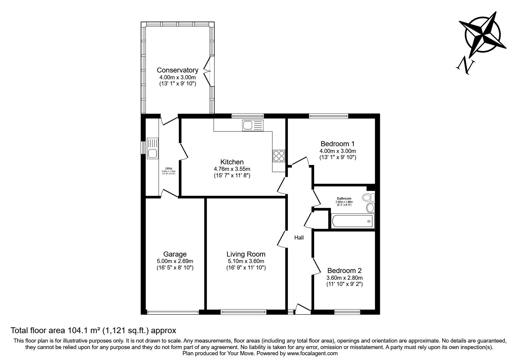 Floorplan of 2 bedroom Detached Bungalow for sale, Meadow Way, Cumbria, CA15