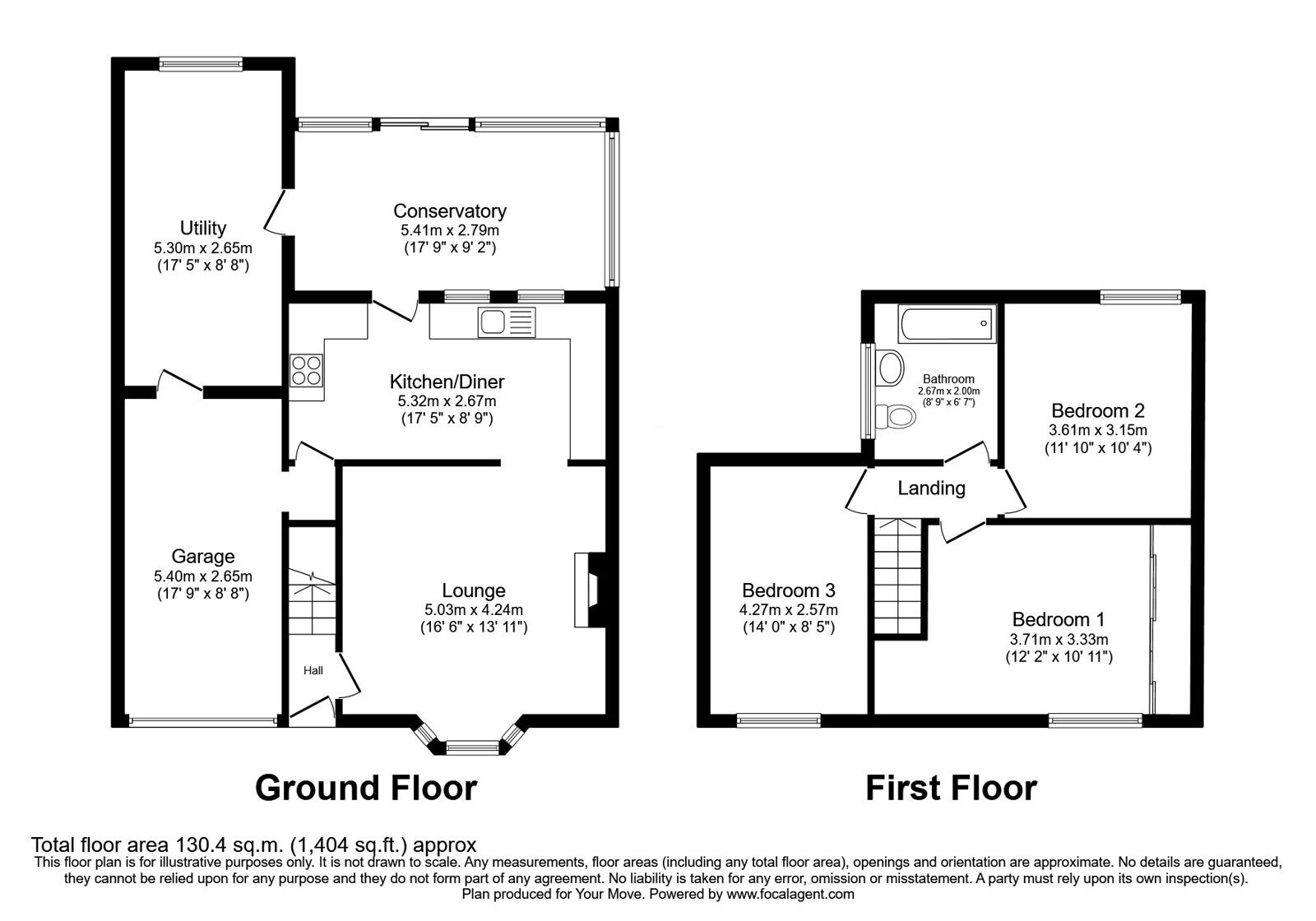 Floorplan of 3 bedroom Semi Detached House for sale, Grasmere Avenue, Cumbria, CA14