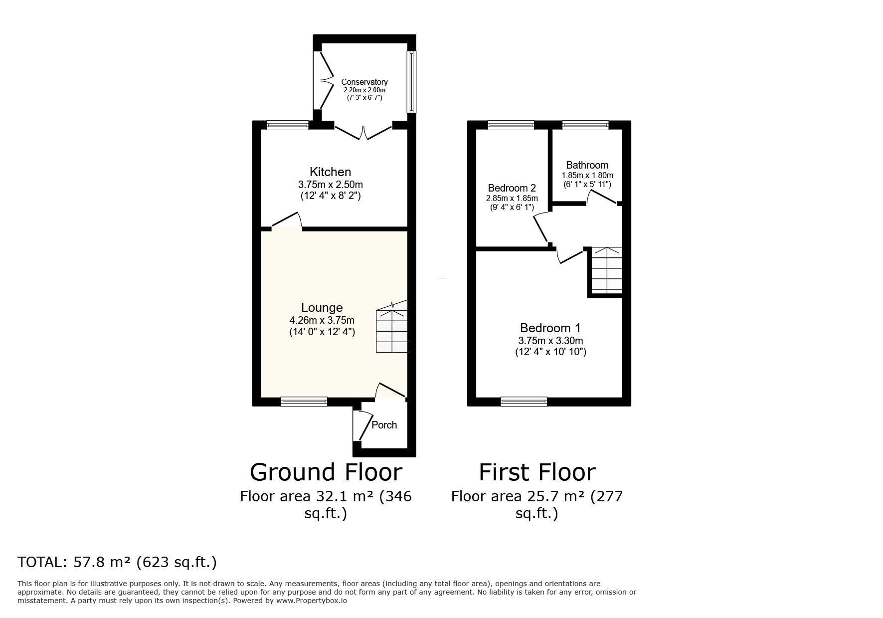 Floorplan of 2 bedroom Semi Detached House to rent, Holly Bank, Whitehaven, Cumbria, CA28