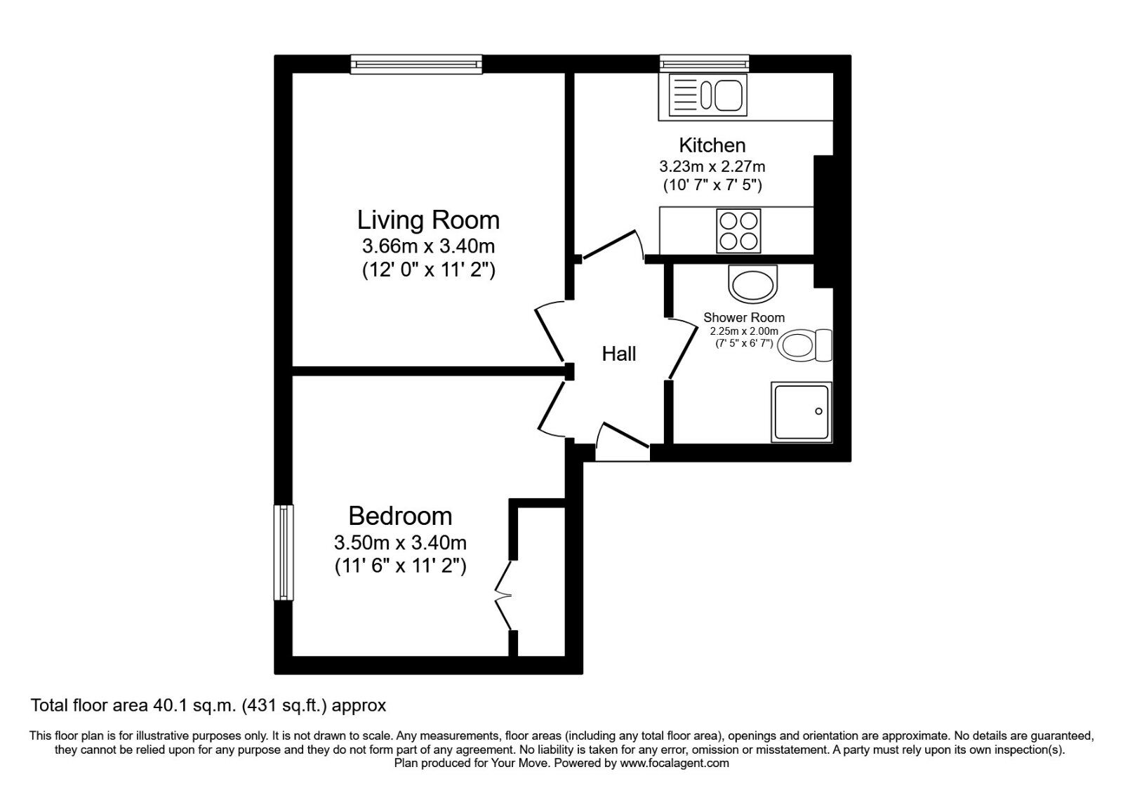 Floorplan of 1 bedroom  Flat to rent, Whitehaven, Cumbria, CA28