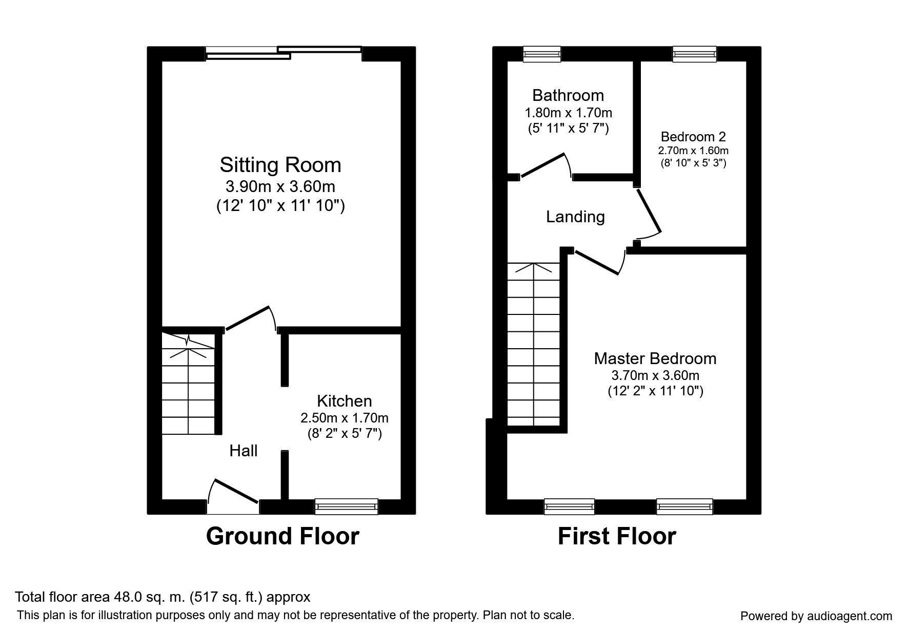 Floorplan of 2 bedroom  House to rent, Brakeside Gardens, Whitehaven, Cumbria, CA28