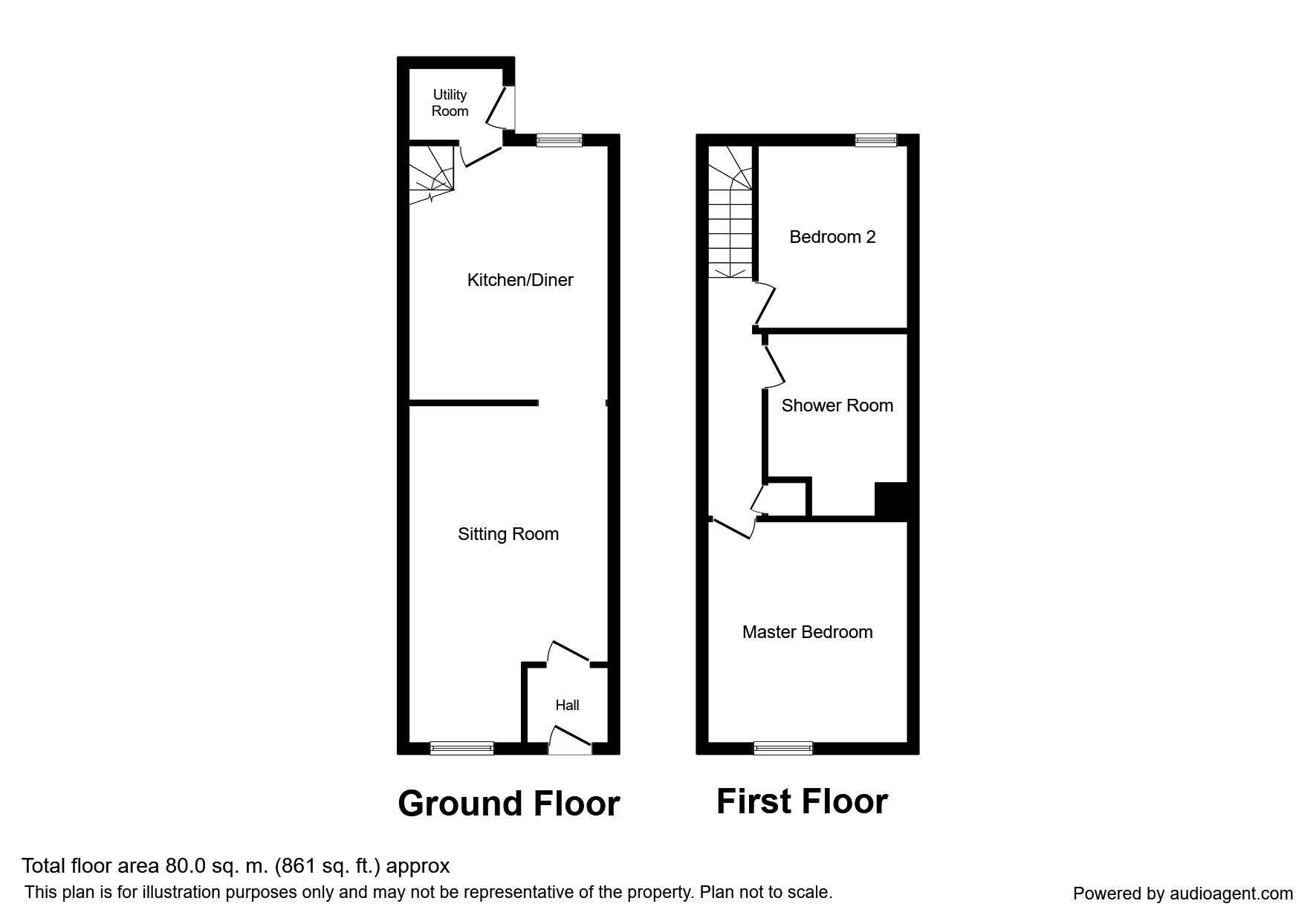 Floorplan of 2 bedroom Mid Terrace House to rent, Main Street, Frizington, Cumbria, CA26