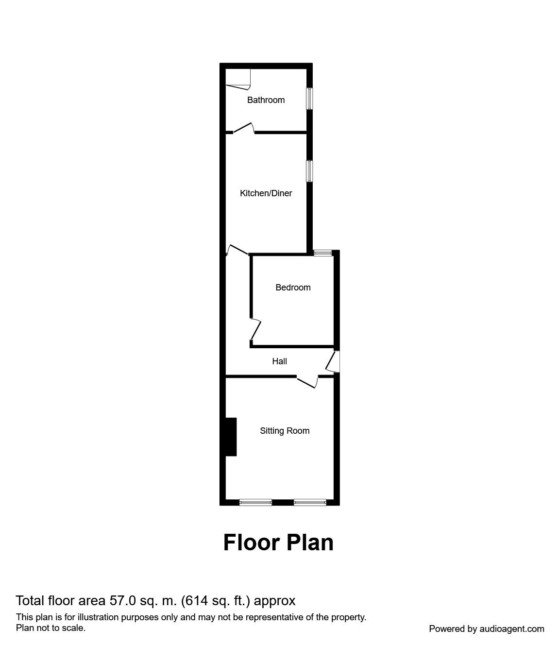Floorplan of 1 bedroom Flat to rent, Lowther Street, Whitehaven, Cumbria, CA28