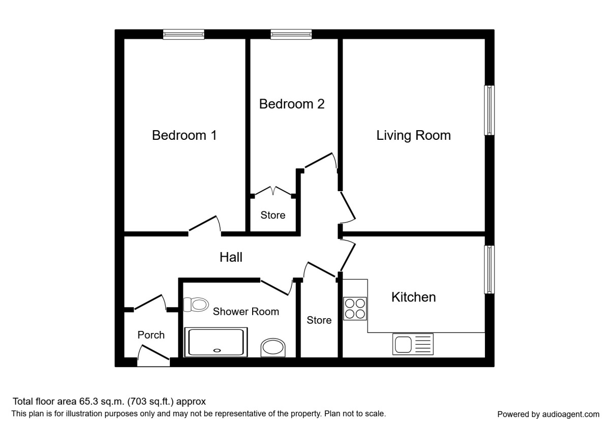 Floorplan of 2 bedroom Flat to rent, Derwent Court, Cockermouth, Cumbria, CA13