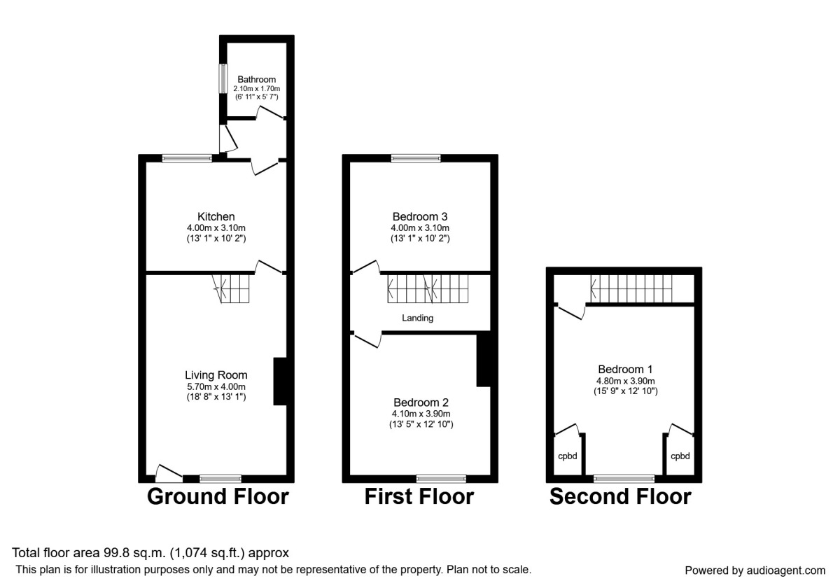 Floorplan of 3 bedroom Mid Terrace House to rent, Strand Street, Maryport, Cumbria, CA15