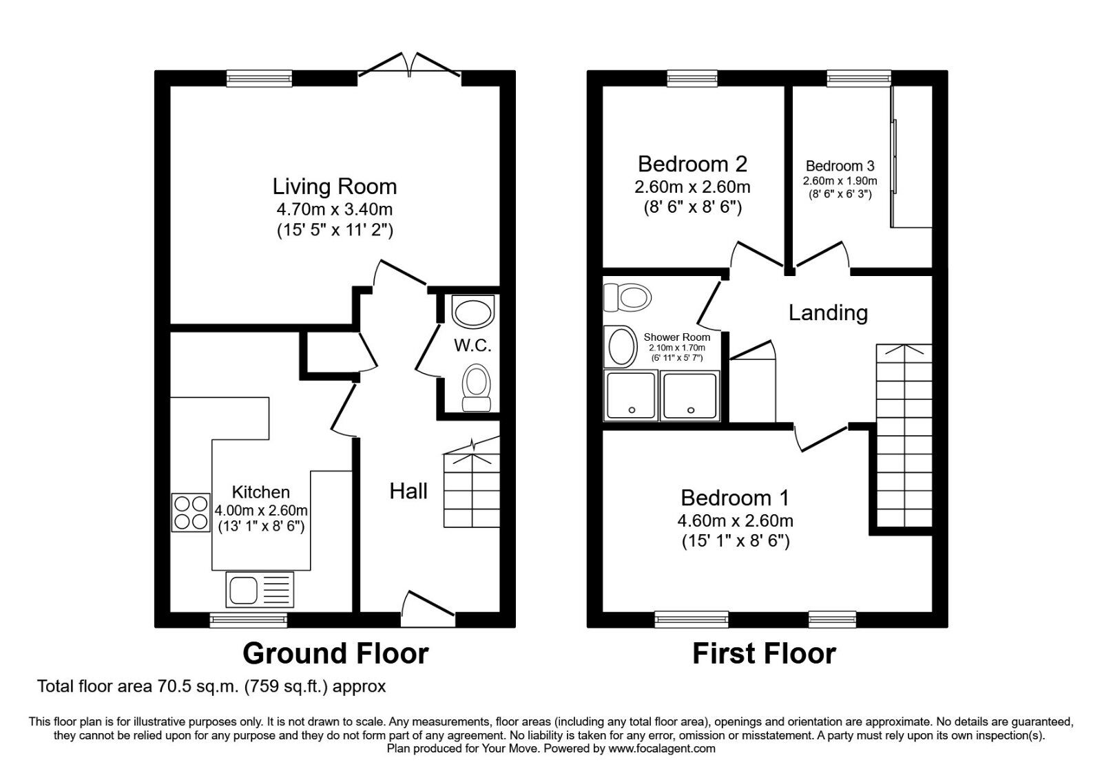 Floorplan of 3 bedroom Mid Terrace House to rent, Station Road, St. Bees, Cumbria, CA27