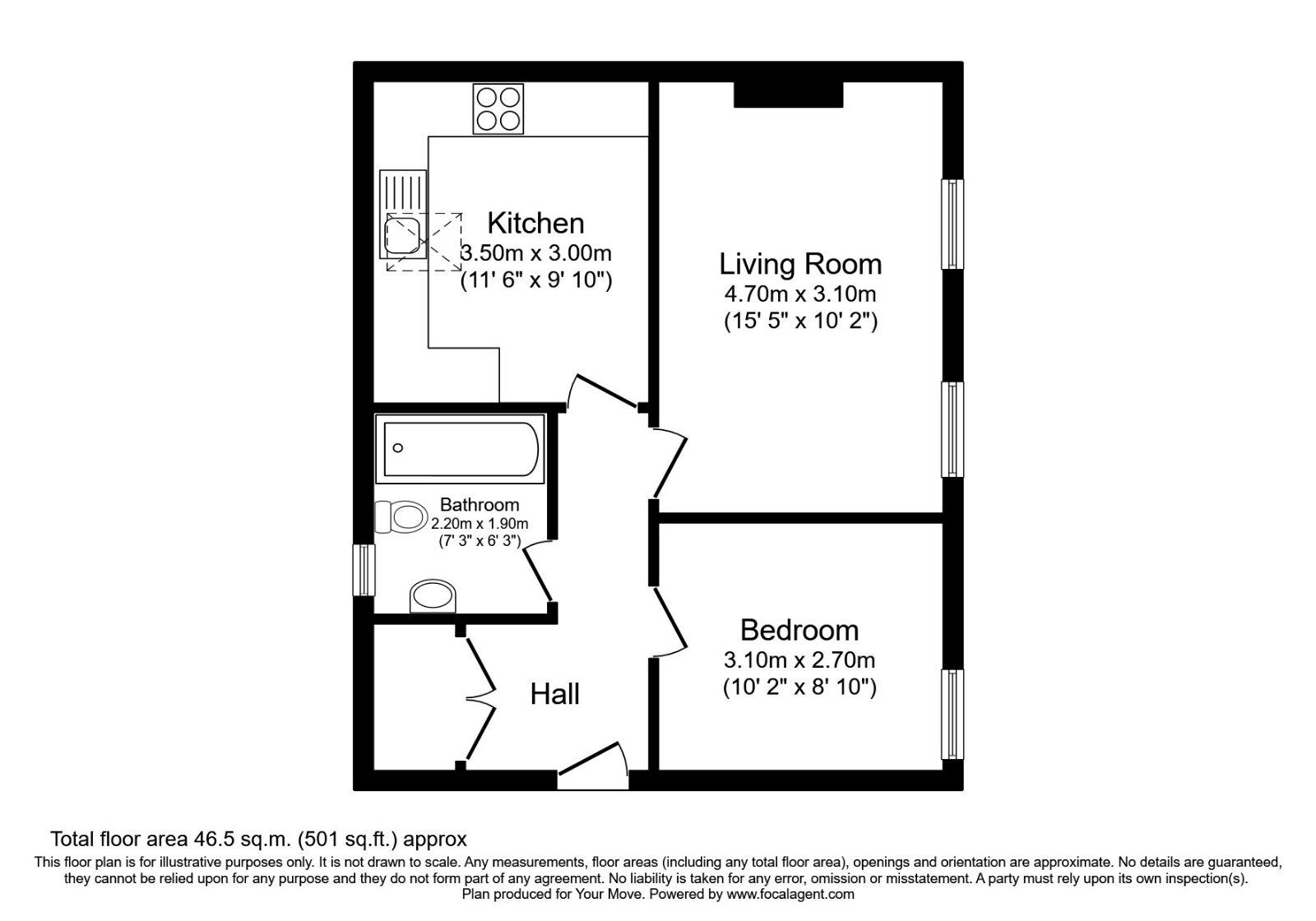 Floorplan of 1 bedroom  Flat for sale, Duke Street, Whitehaven, Cumbria, CA28