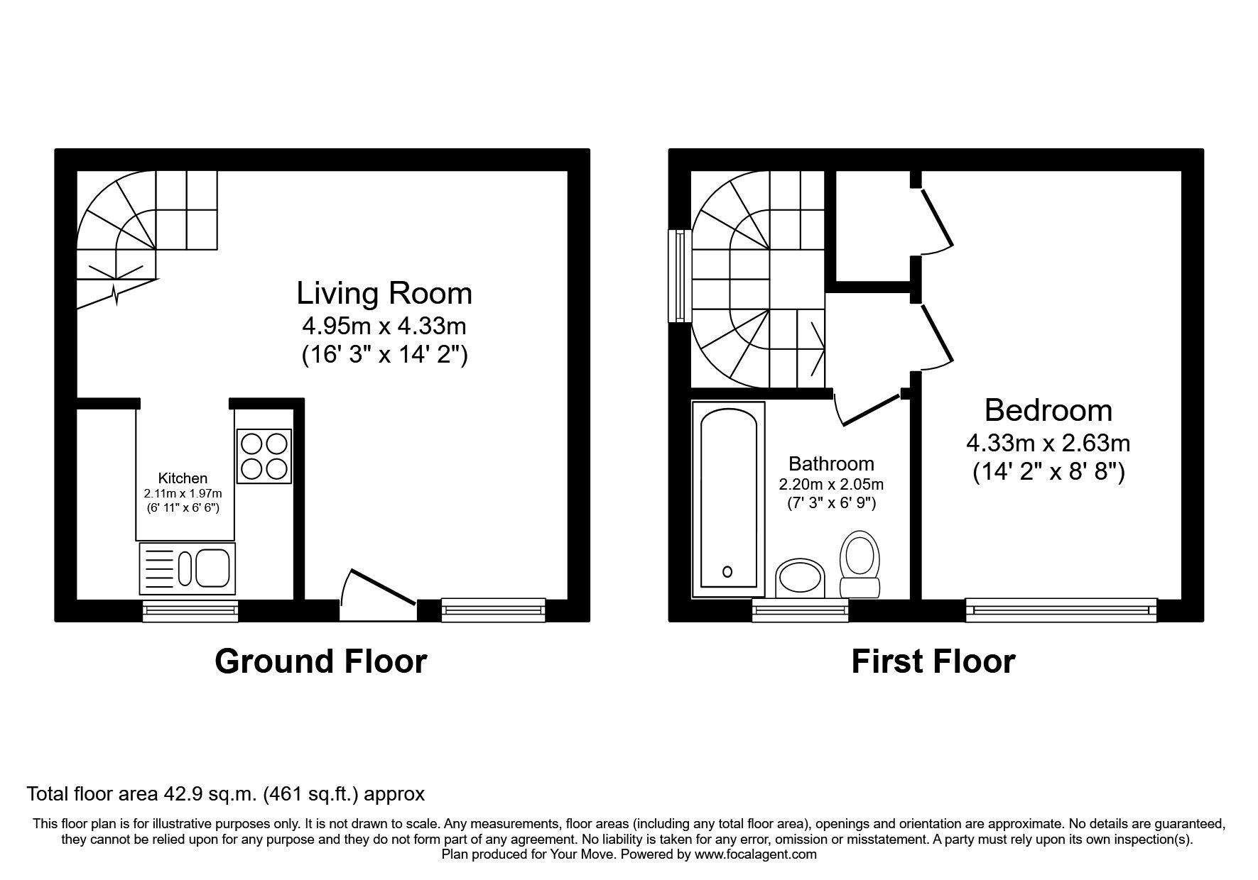 Floorplan of 1 bedroom Mid Terrace House for sale, Murton Park, Arlecdon, Cumbria, CA26