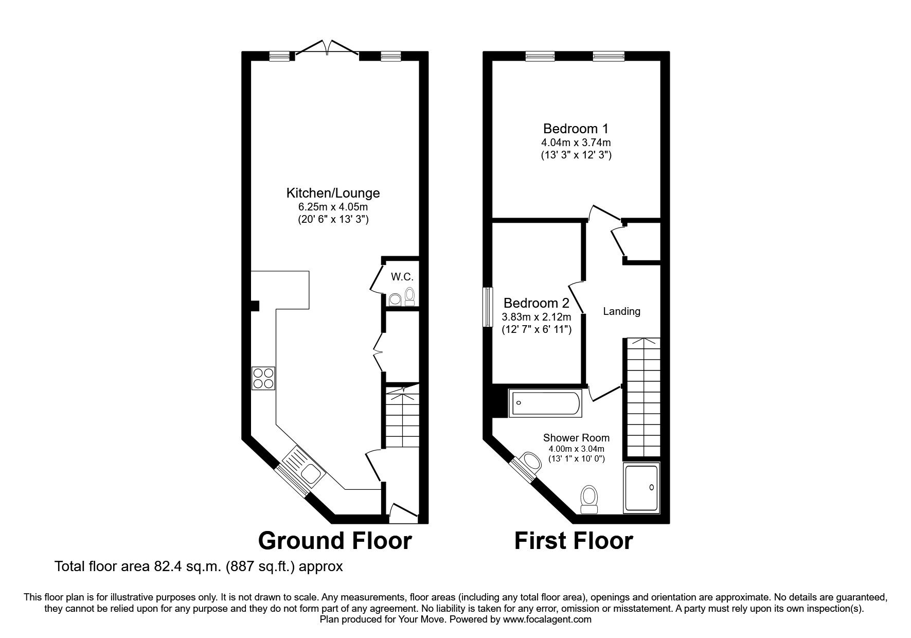 Floorplan of 2 bedroom Mid Terrace House to rent, Ennerdale Road, Cleator Moor, Cumbria, CA25