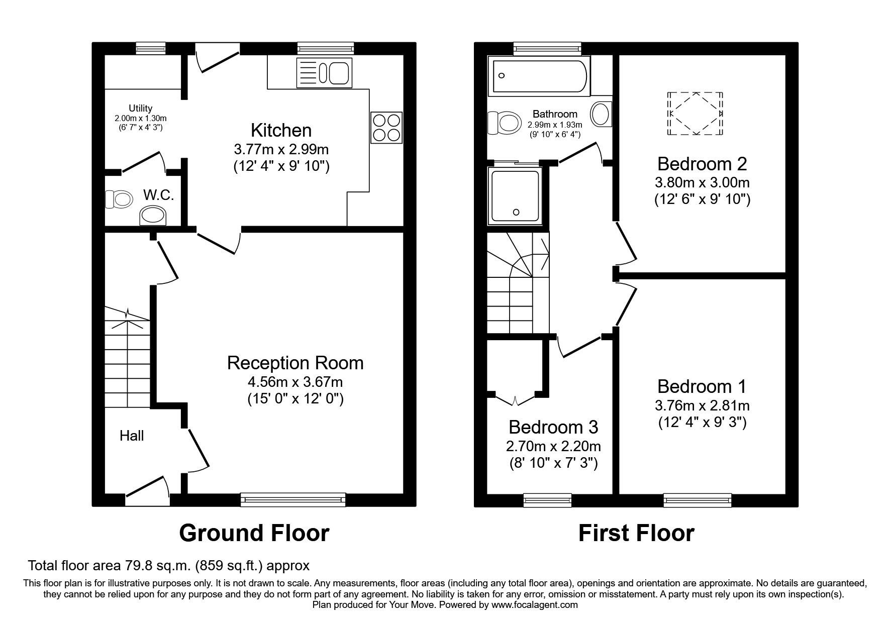 Floorplan of 3 bedroom Semi Detached House to rent, The Square, Gosforth, Cumbria, CA20
