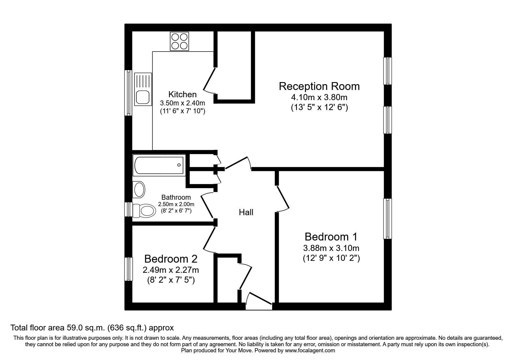 Floorplan of 2 bedroom  Flat for sale, Bowness Court, Workington, Cumbria, CA14