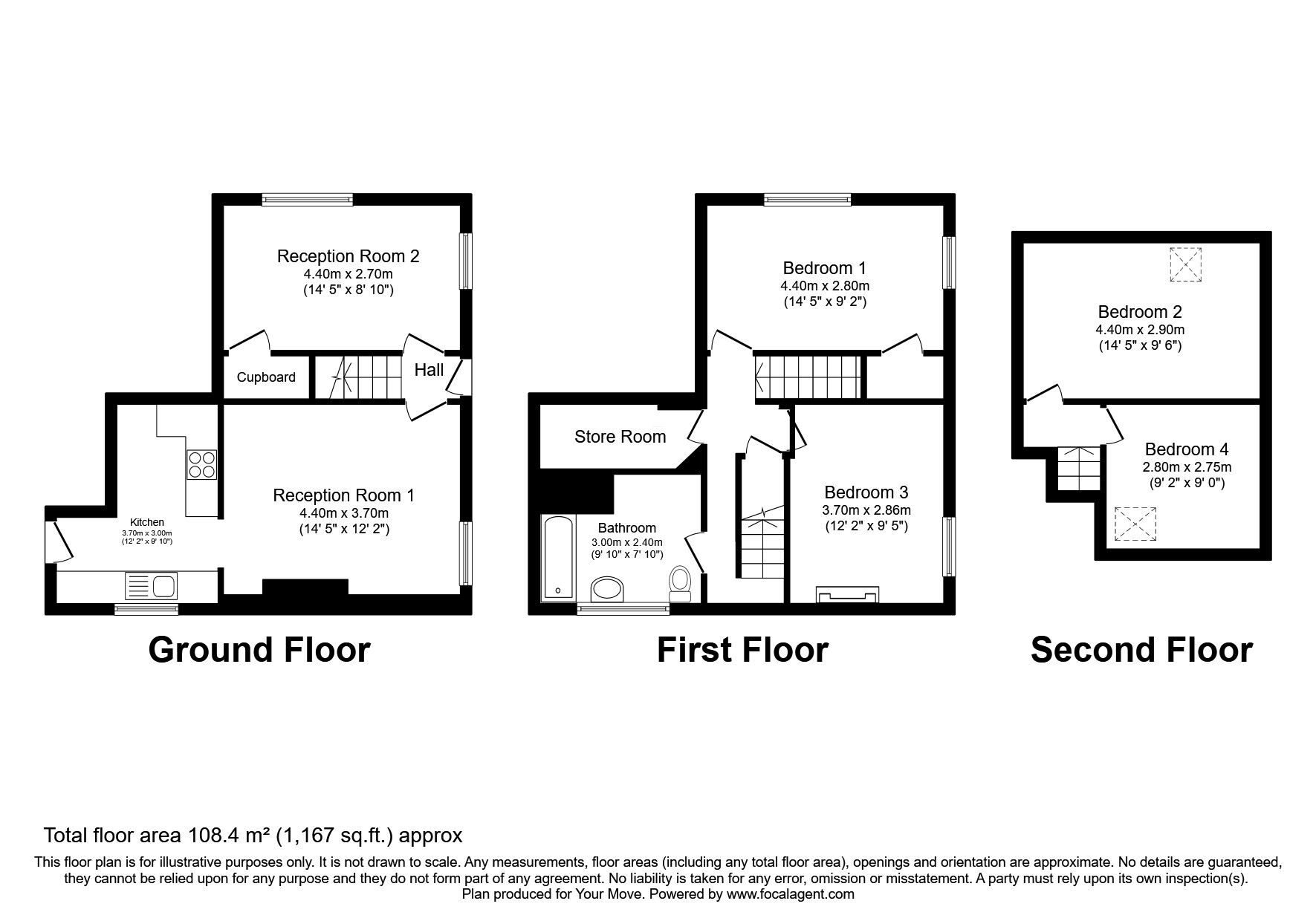 Floorplan of 4 bedroom Mid Terrace House for sale, Main Street, St. Bees, Cumbria, CA27
