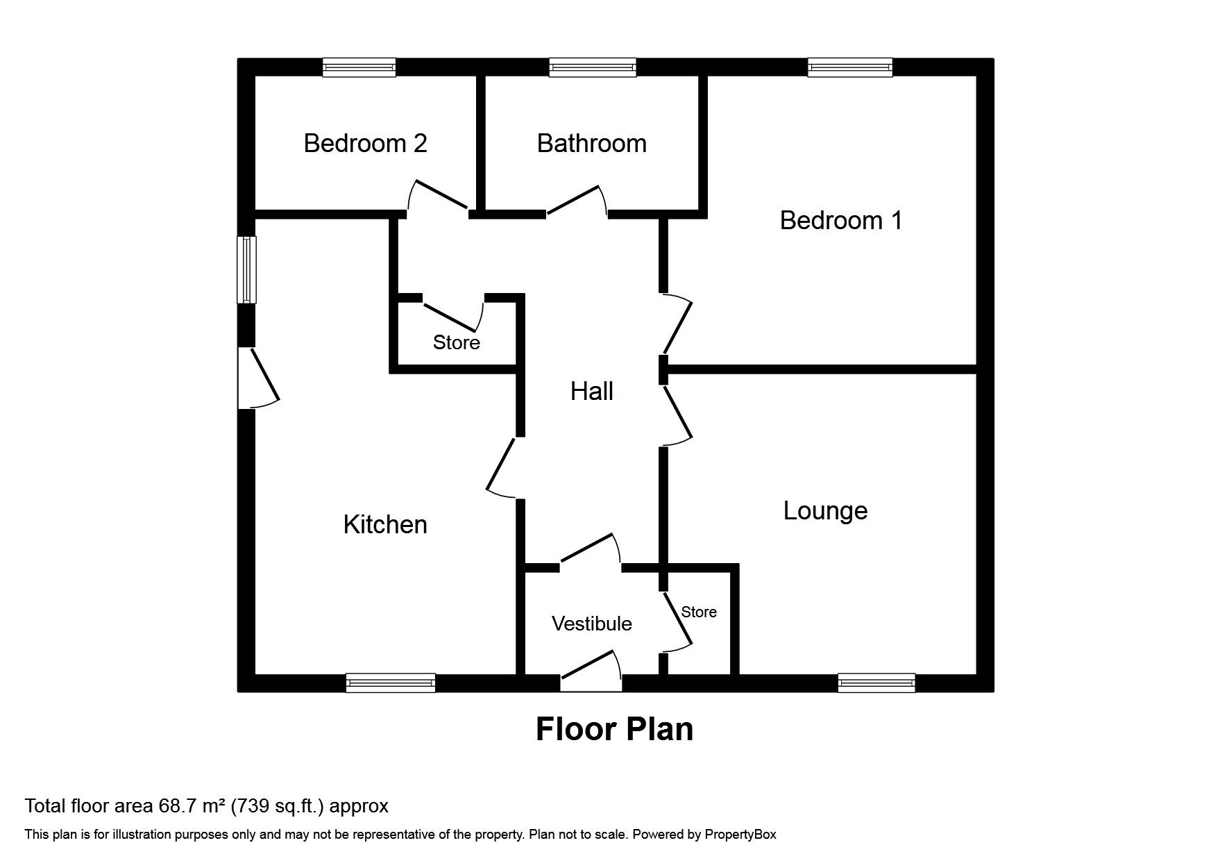 Floorplan of 2 bedroom Detached Bungalow to rent, Ruskin Close, High Harrington, Workington, CA14