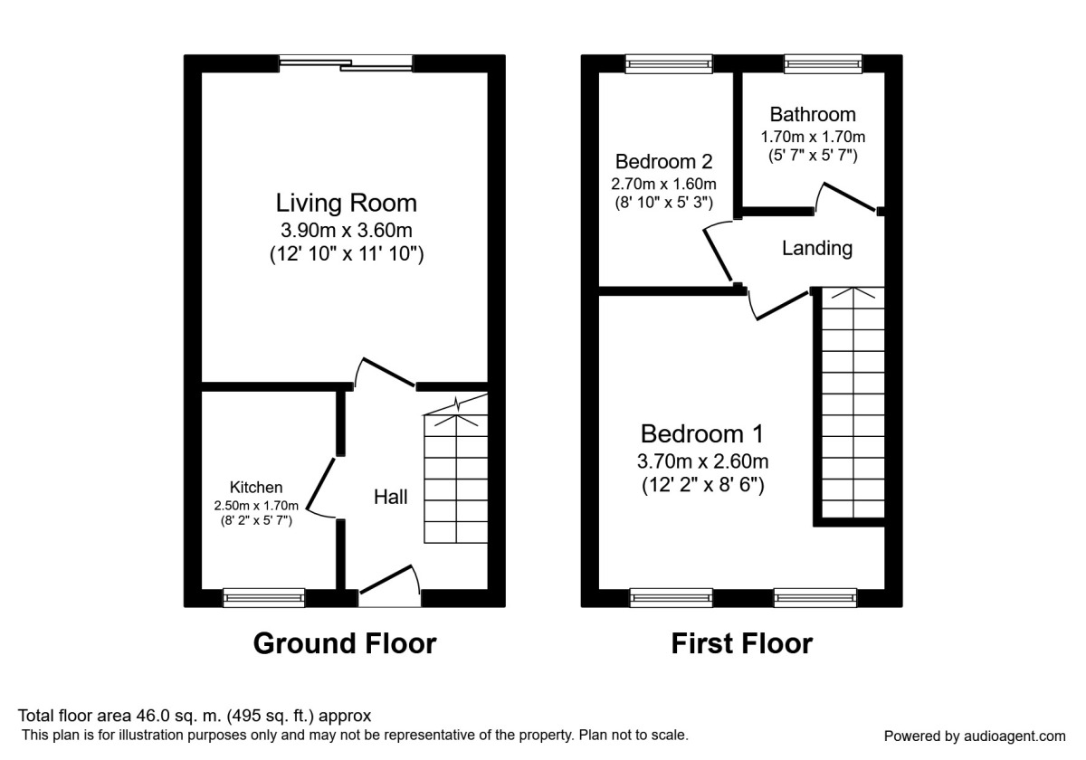 Floorplan of 2 bedroom Mid Terrace House to rent, Brakeside Gardens, Whitehaven, CA28