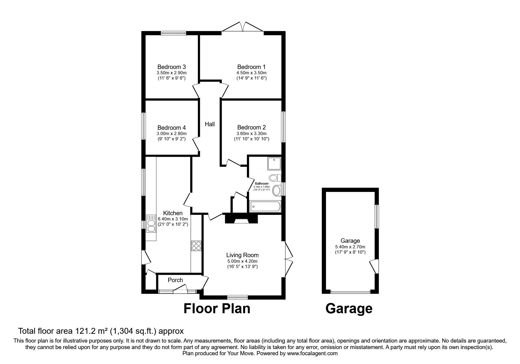 Floorplan of 4 bedroom Detached Bungalow for sale, East Road, Egremont, Cumbria, CA22