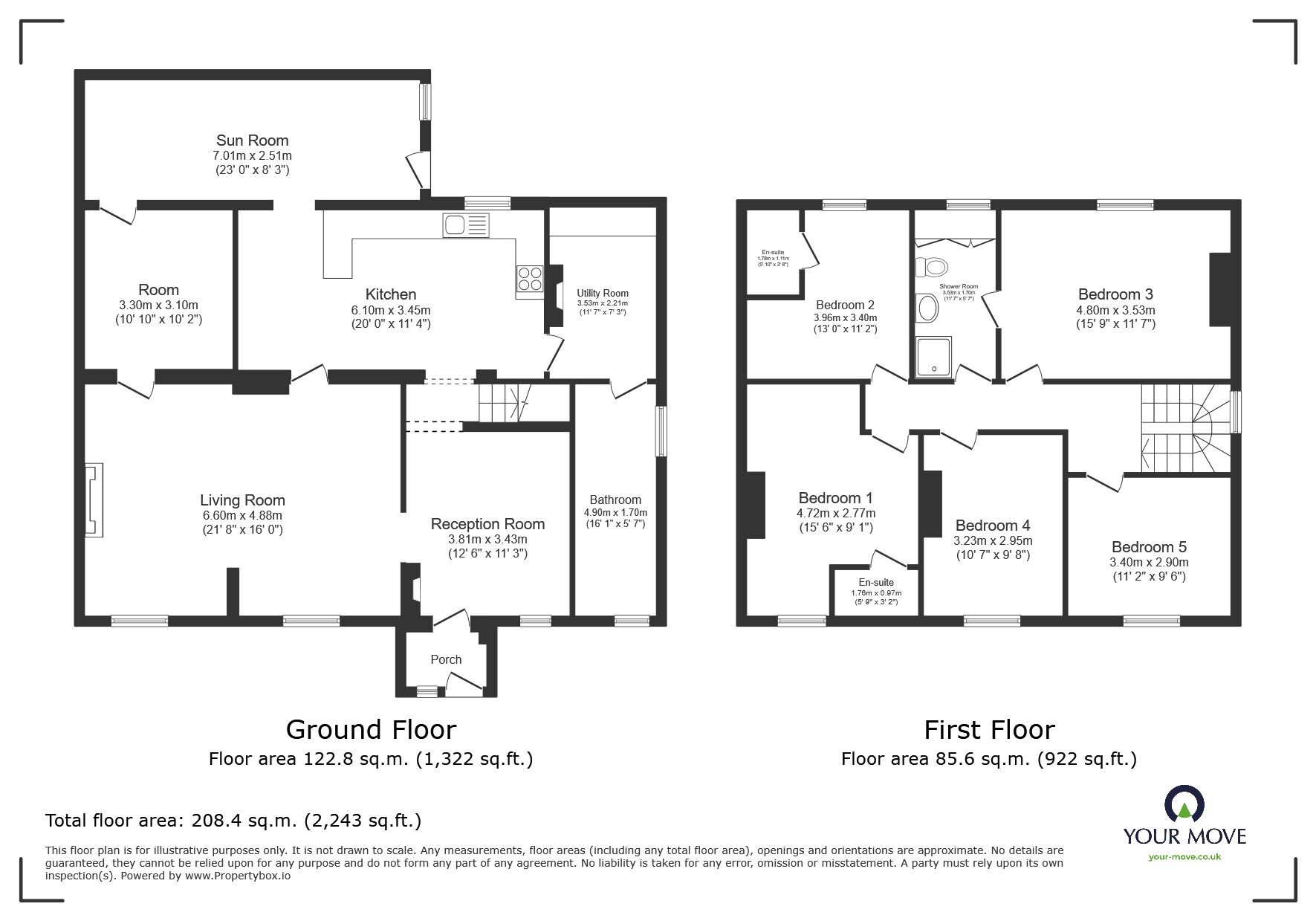 Floorplan of 5 bedroom Semi Detached House for sale, Pica, Workington, Cumbria, CA14