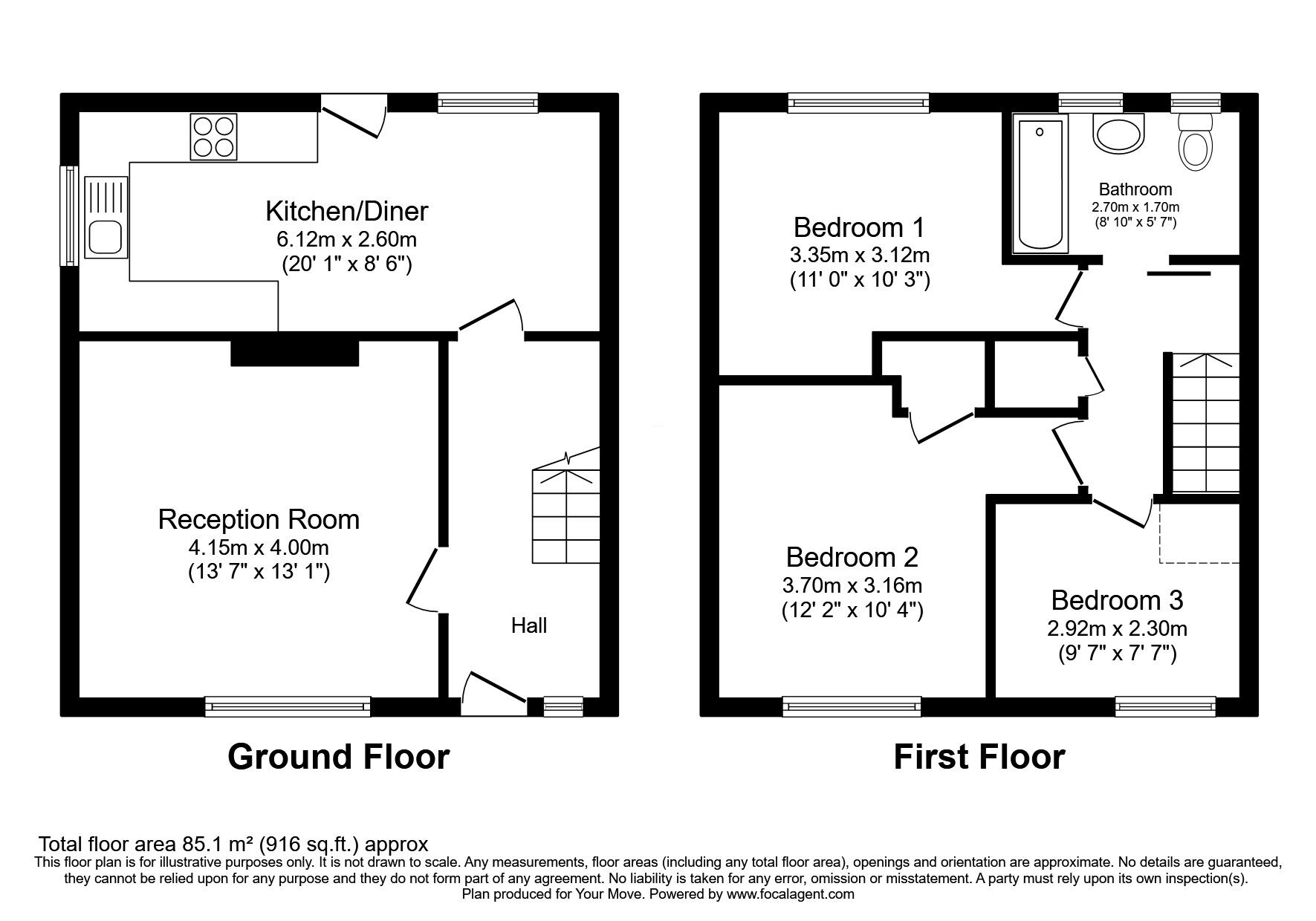 Floorplan of 3 bedroom Semi Detached House for sale, Browside Road, Dearham, Cumbria, CA15