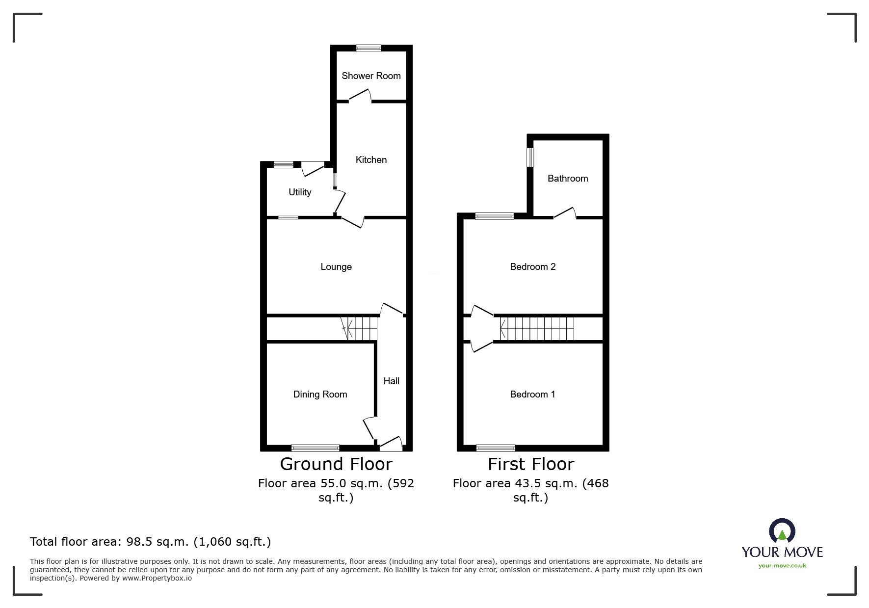 Floorplan of 2 bedroom Mid Terrace House to rent, Frizington Road, Frizington, Cumbria, CA26