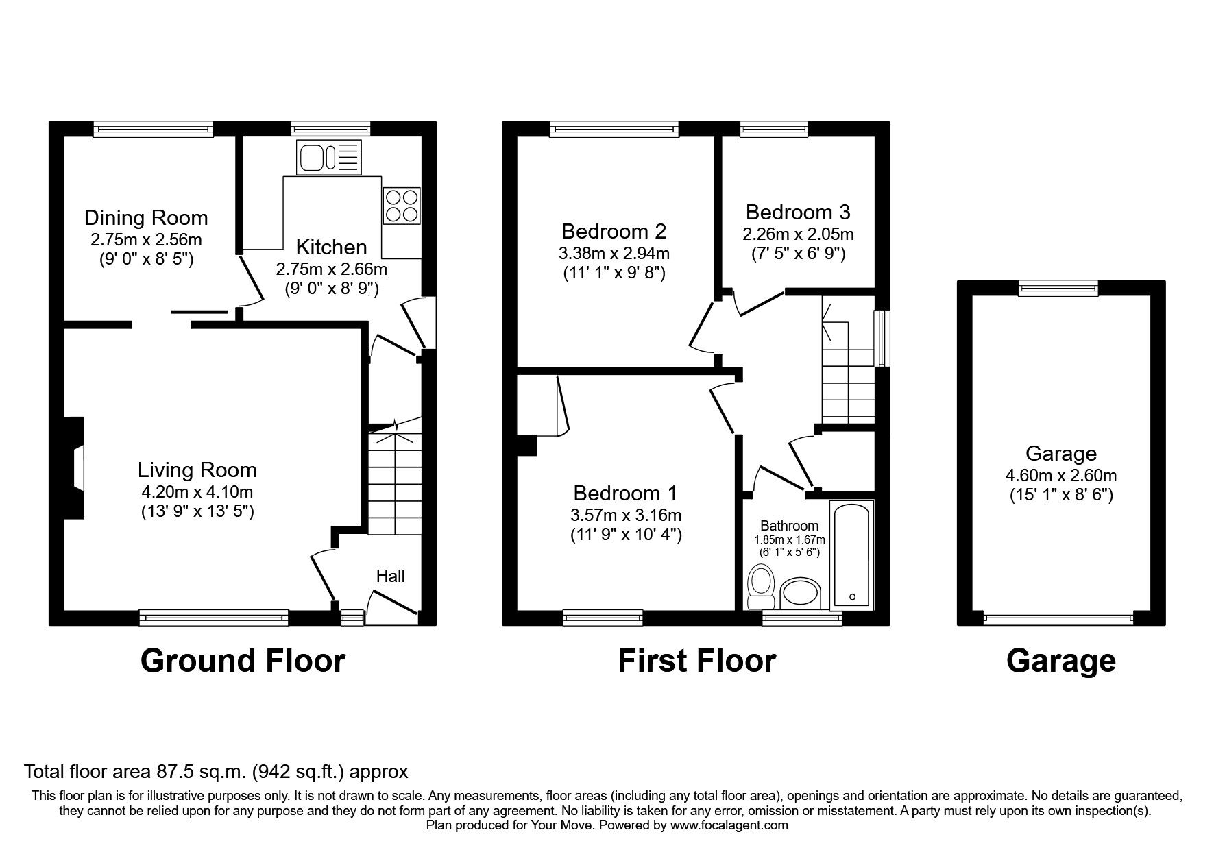 Floorplan of 3 bedroom Semi Detached House to rent, Wordsworth Road, Whitehaven, Cumbria, CA28