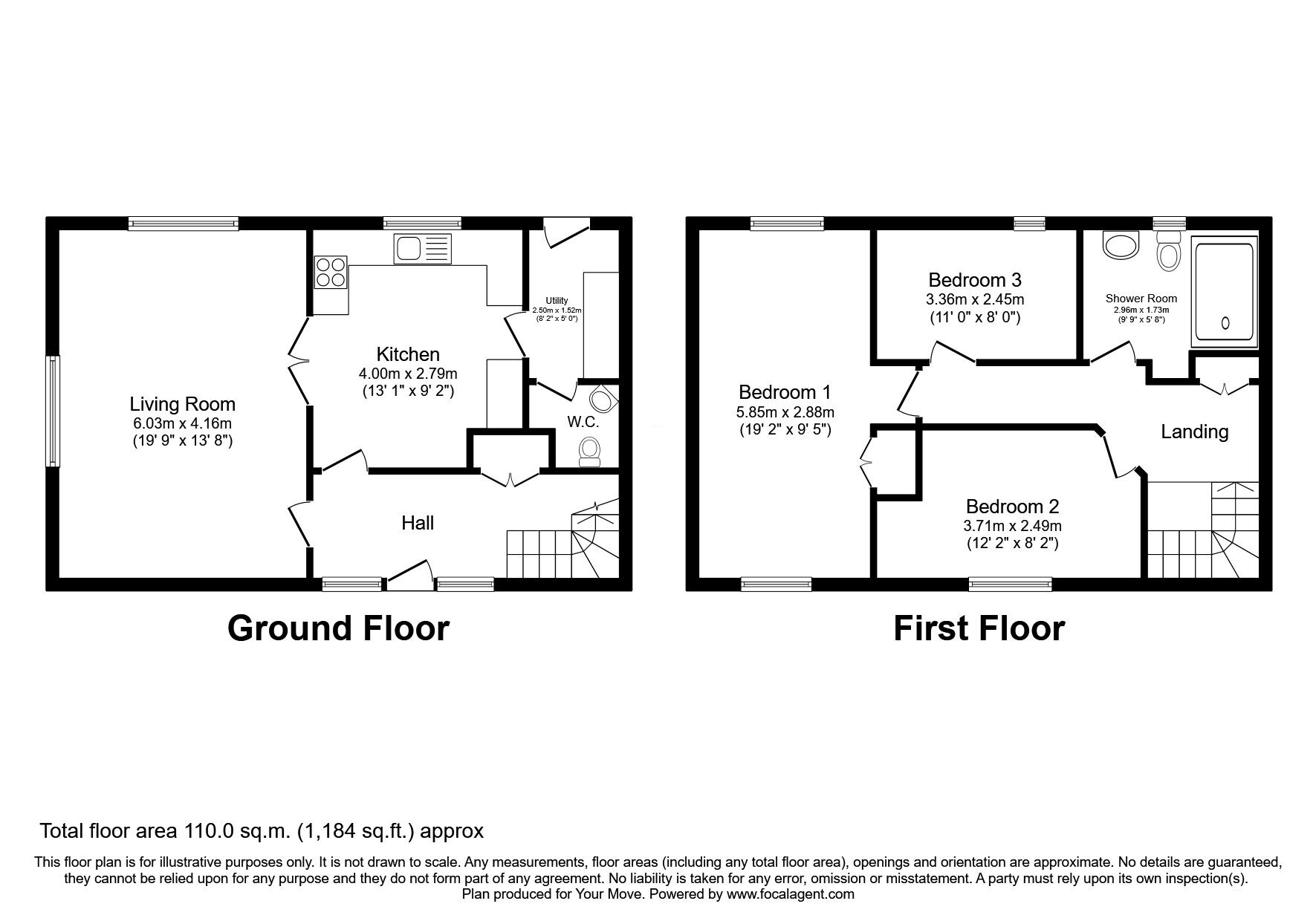Floorplan of 3 bedroom Semi Detached House for sale, The Groves, Whitehaven, Cumbria, CA28