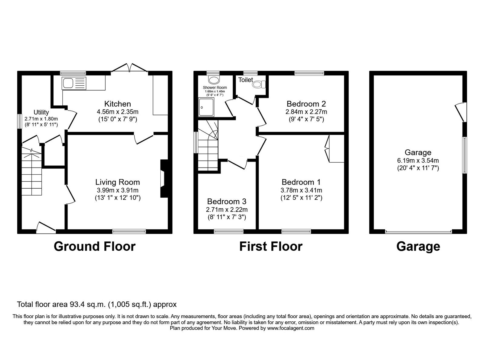 Floorplan of 3 bedroom End Terrace House for sale, Queens Drive, Egremont, Cumbria, CA22