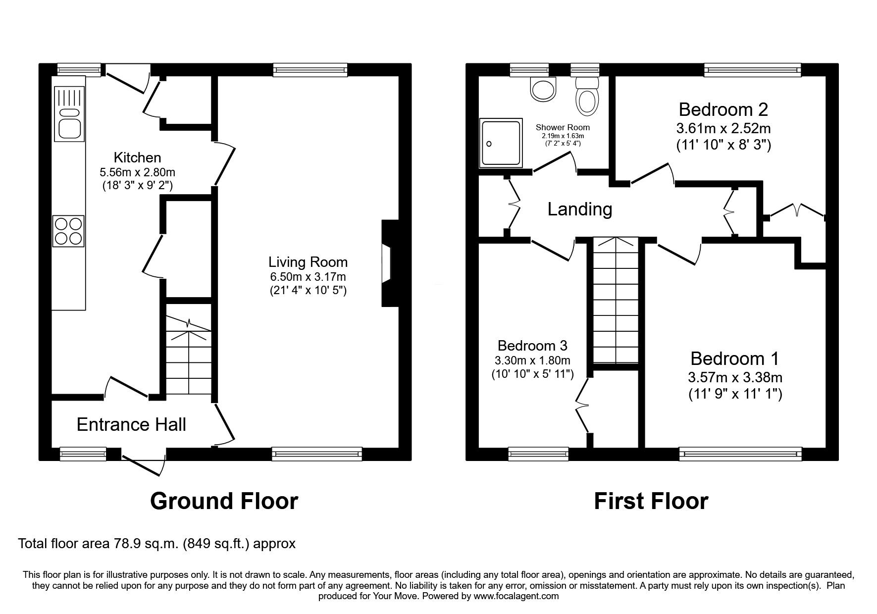 Floorplan of 3 bedroom Mid Terrace House for sale, Southey Walk, Egremont, Cumbria, CA22
