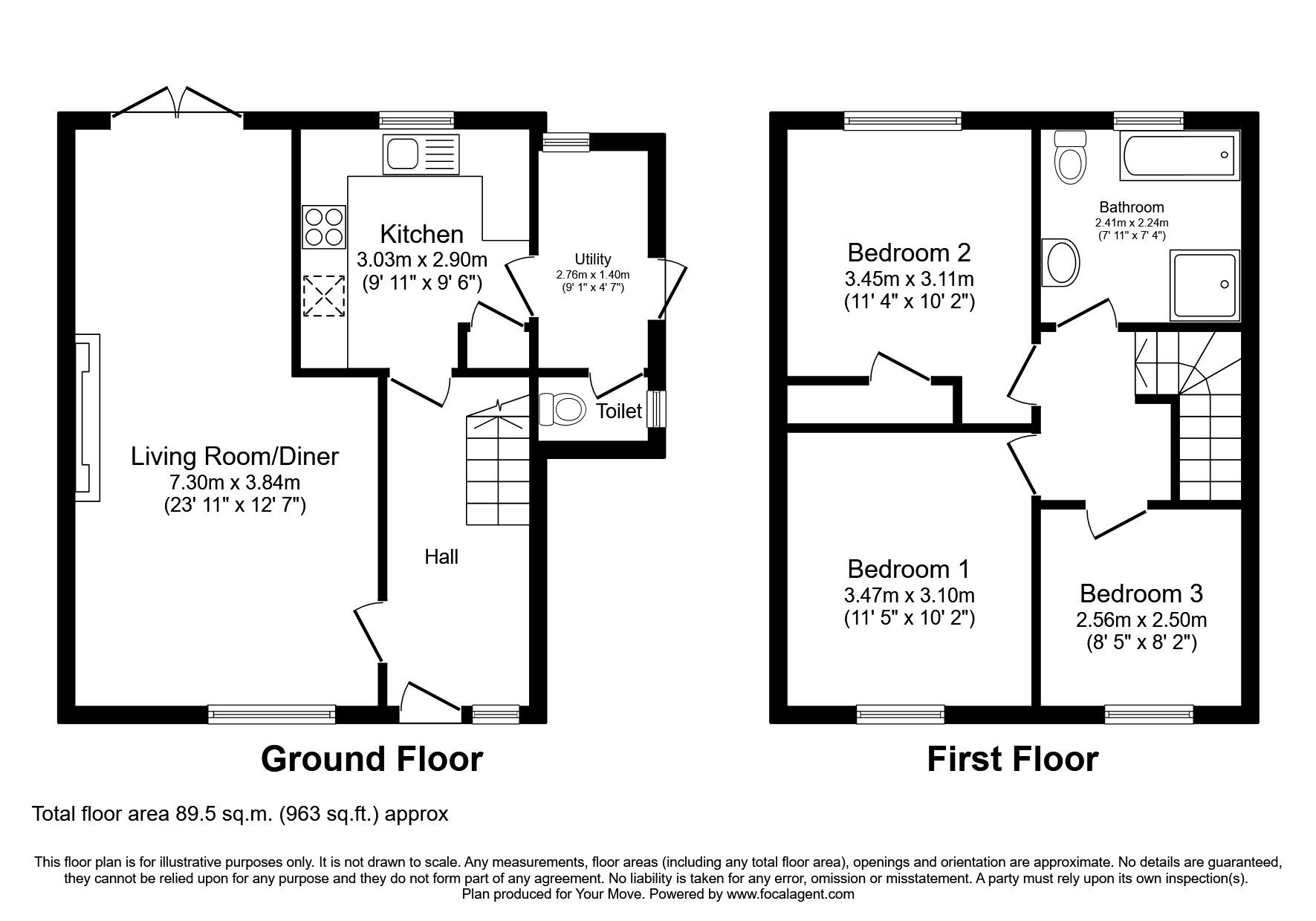 Floorplan of 3 bedroom Semi Detached House for sale, Chapel Close, Whitehaven, Cumbria, CA28